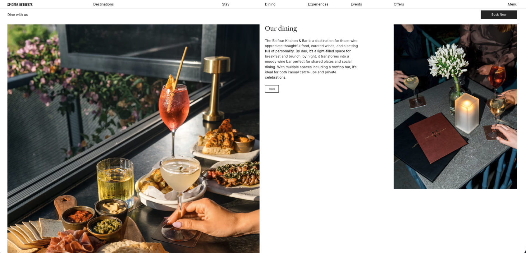 Spicers - Dining website screenshot